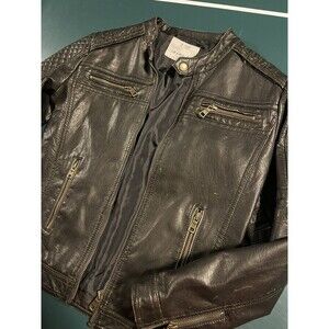 Lika Rulla Collection Kids Youth Faux Leather Jacket Coat Sz 11/12 Zipper Brown